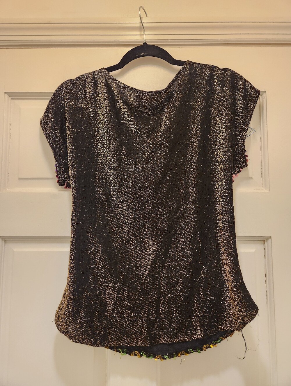 80s Vintage Sequin Festival Pride Glitter Top M - Picture 6 of 6